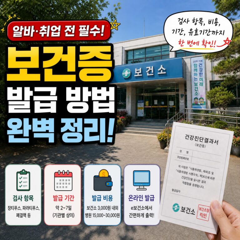 보건증 발급 어디서? 검사 항목부터 준비물·발급기간까지 2026년 완벽정리