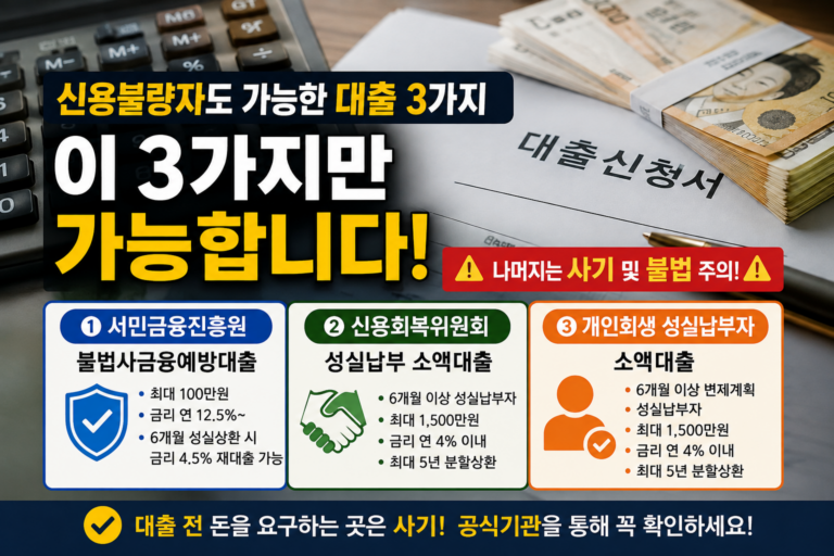 신용불량자 (소액)대출 가능한 3가지 빼고는 불법 아님 사기