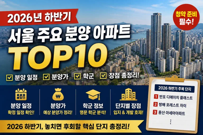2026년 하반기 서울 분양 아파트 TOP10｜분양일정·분양가·학군·입지 총정리