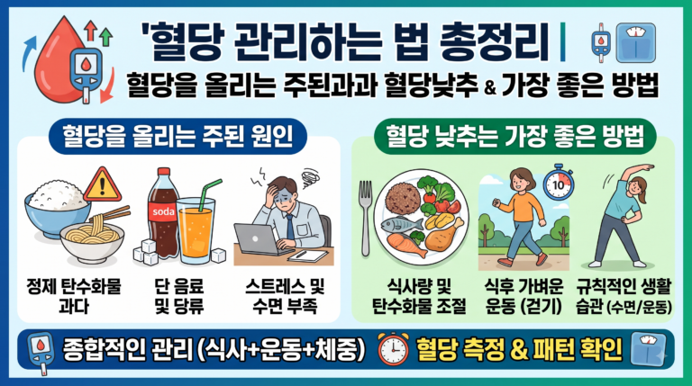 당뇨예방 혈당관리 이렇게 하세요｜혈당을 올리는 주된 원인과 혈당 낮추는 좋은방법
