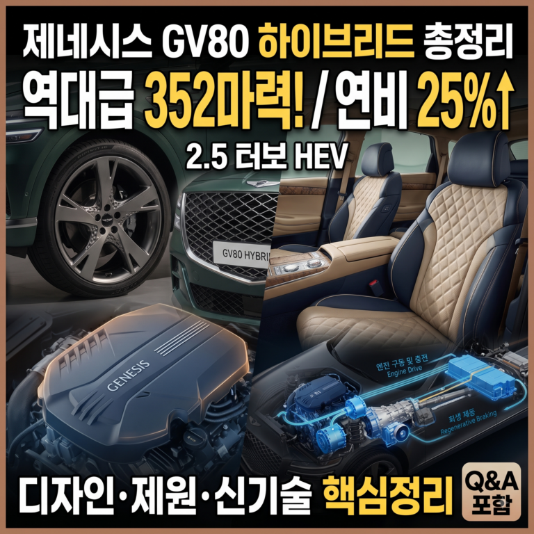 9월출시 예정 제네시스 GV80 하이브리드 총정리｜352마력·54.0kgf·m, 7.1초 가속과 25% 이상 연비 개선