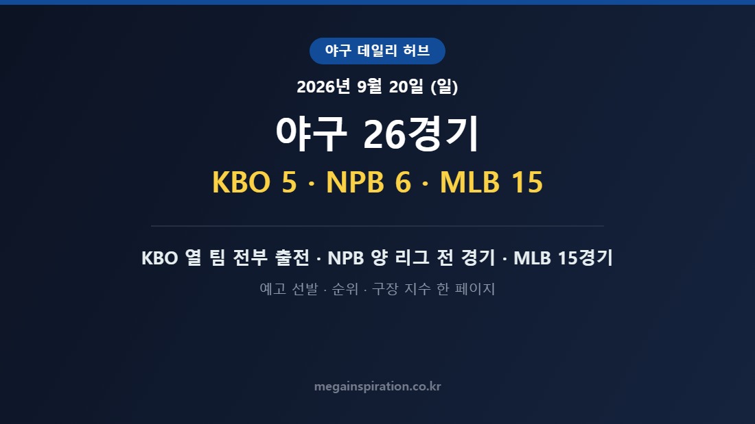 2026년 9월 20일 (일) 야구 분석