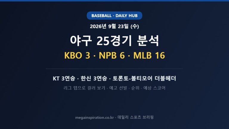 2026년 9월 23일 야구 분석