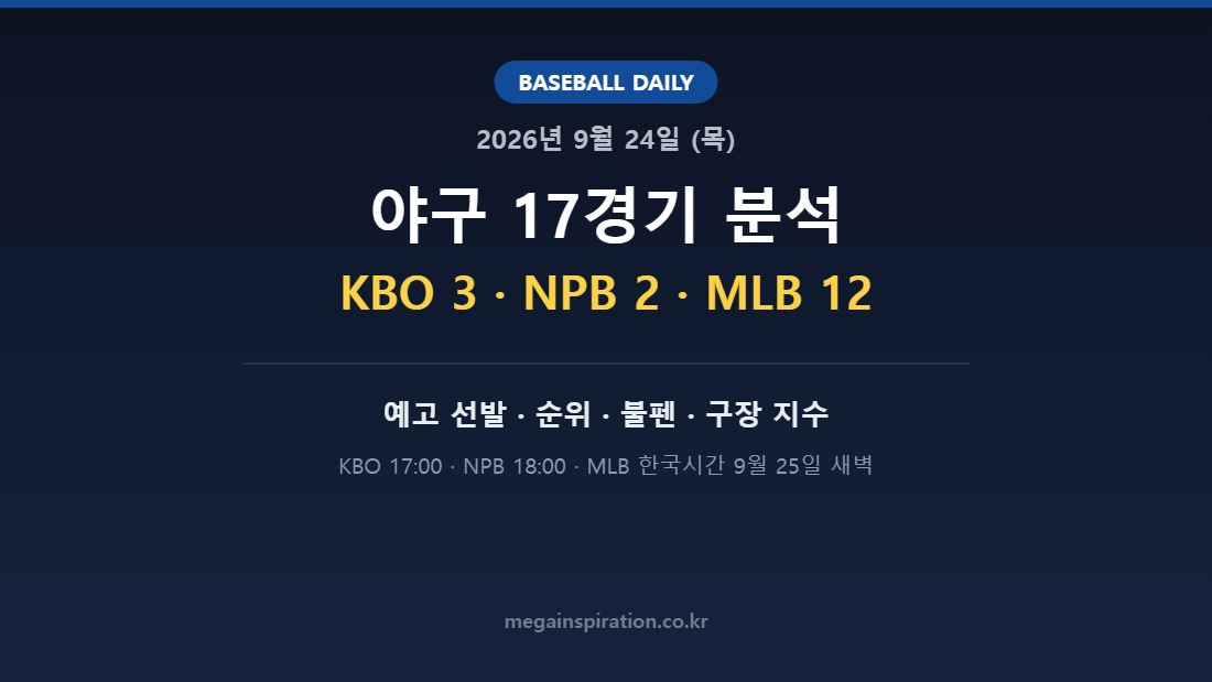 2026년 9월 24일 야구 분석