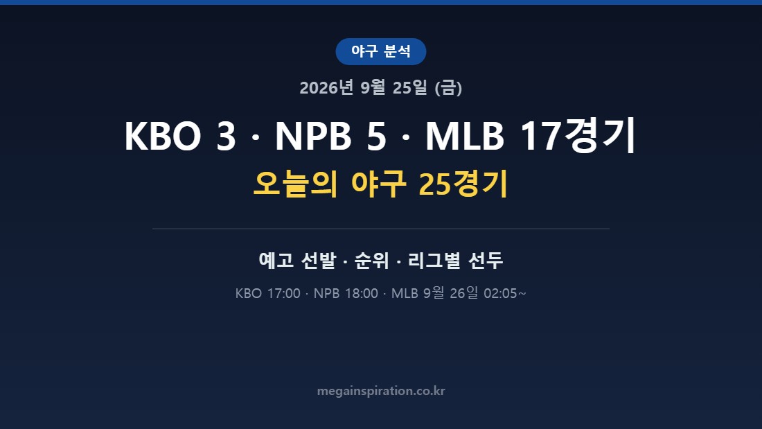 2026년 9월 25일 야구 분석