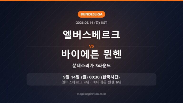 엘버스베르크 vs 바이에른 뮌헨 — 분데스리가 3라운드 9월 14일 (월) 00:30 한국시간