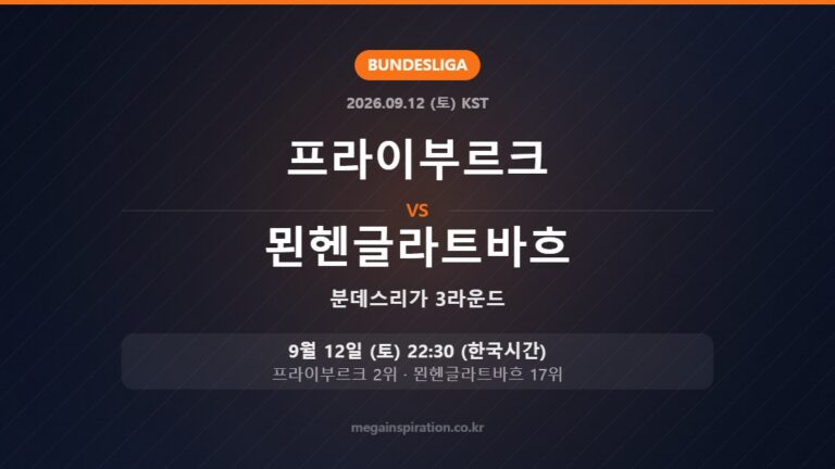 프라이부르크 vs 묀헨글라트바흐 — 분데스리가 3라운드 9월 12일 (토) 22:30 한국시간
