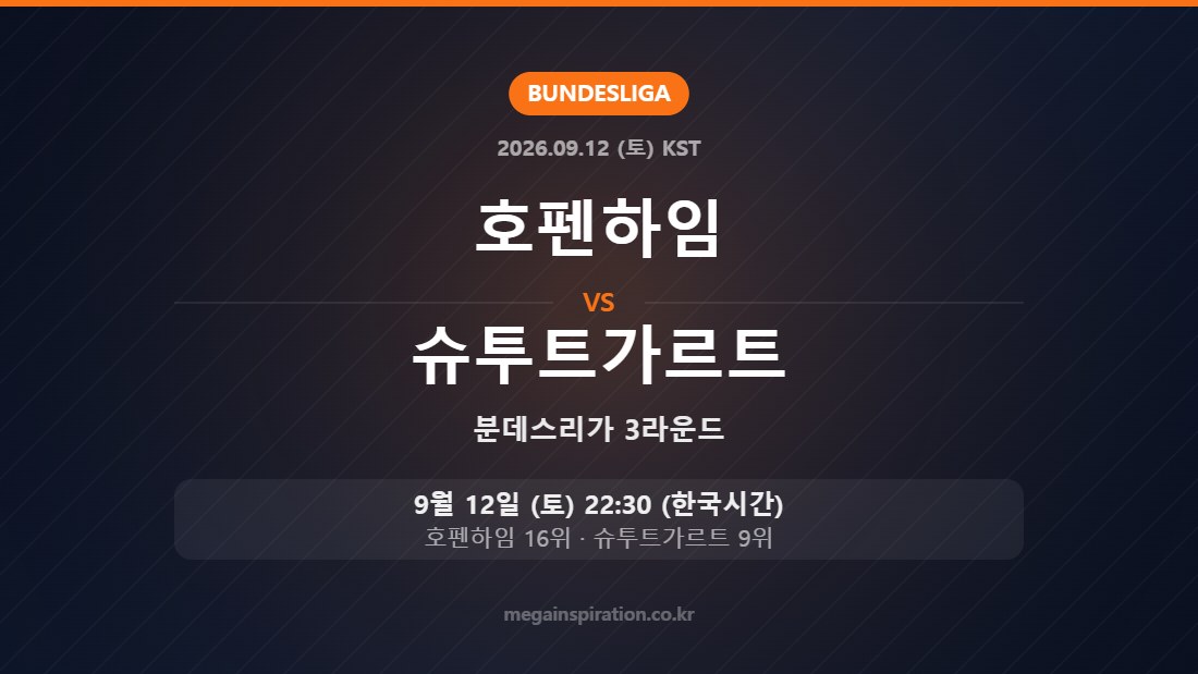 호펜하임 vs 슈투트가르트 분데스리가 3라운드