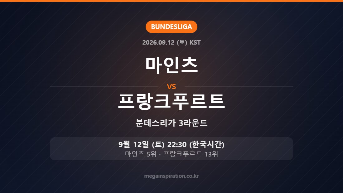 마인츠 vs 프랑크푸르트 분데스리가 3라운드