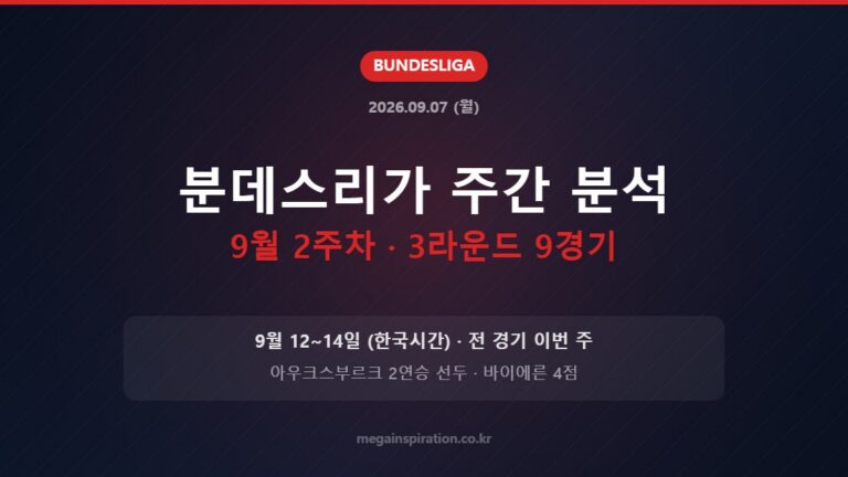 분데스리가 주간 분석 9월 2주차 · 3라운드 9경기
