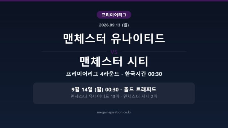 맨체스터 유나이티드 vs 맨체스터 시티 프리미어리그 4라운드 분석