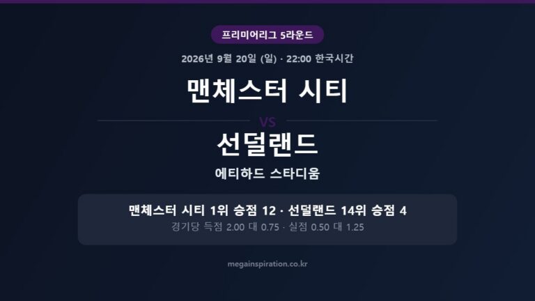 맨체스터 시티 vs 선덜랜드 프리미어리그 분석