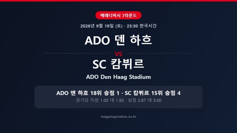 ADO 덴 하흐 vs SC 캄뷔르 에레디비시 분석