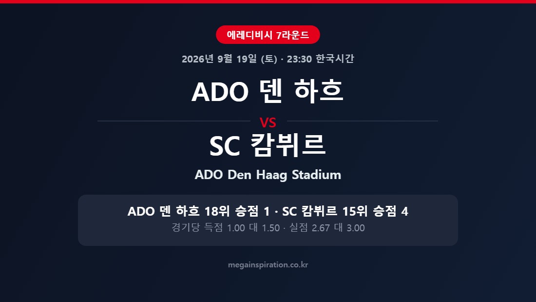 ADO 덴 하흐 vs SC 캄뷔르 에레디비시 분석