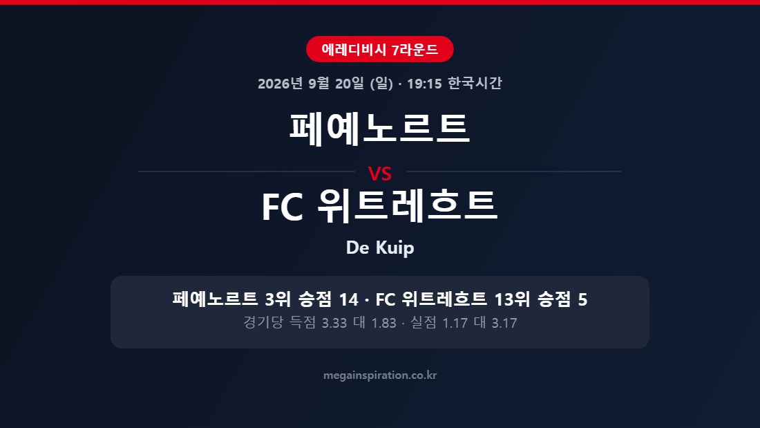 페예노르트 vs FC 위트레흐트 에레디비시 분석