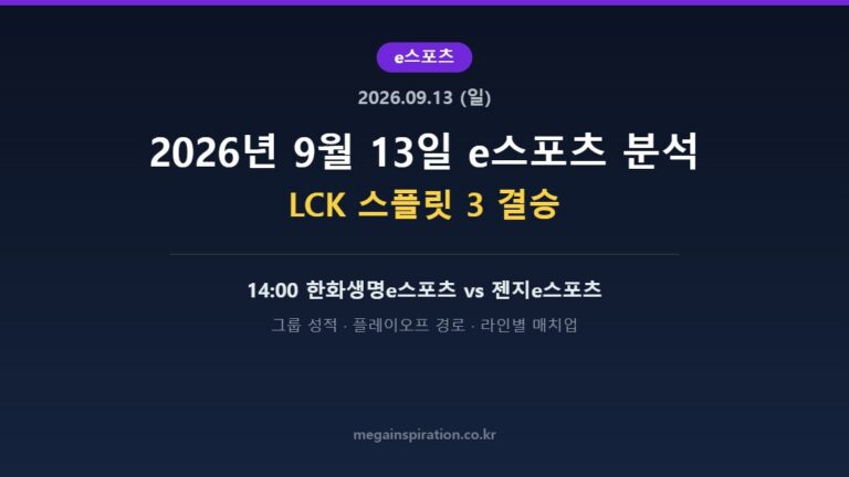 2026년 9월 13일 e스포츠 분석