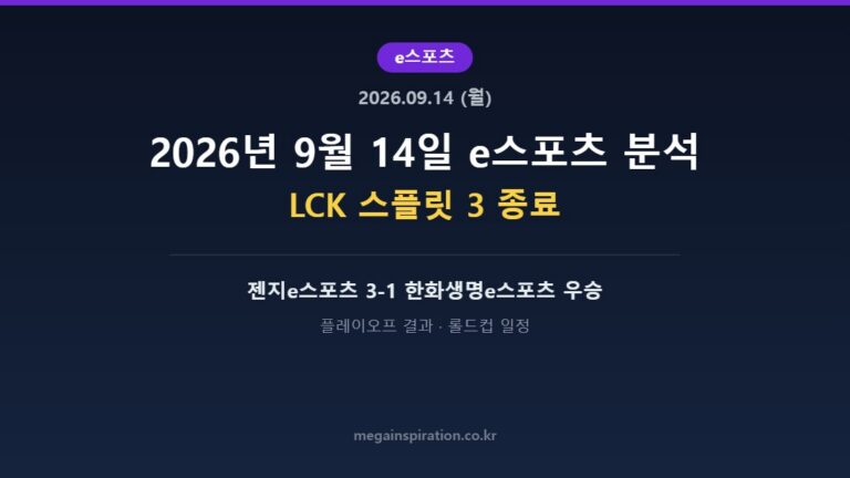 2026년 9월 14일 e스포츠 분석
