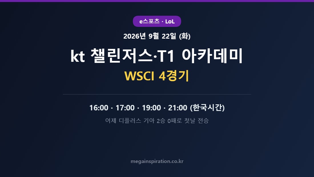 2026년 9월 22일 e스포츠 분석