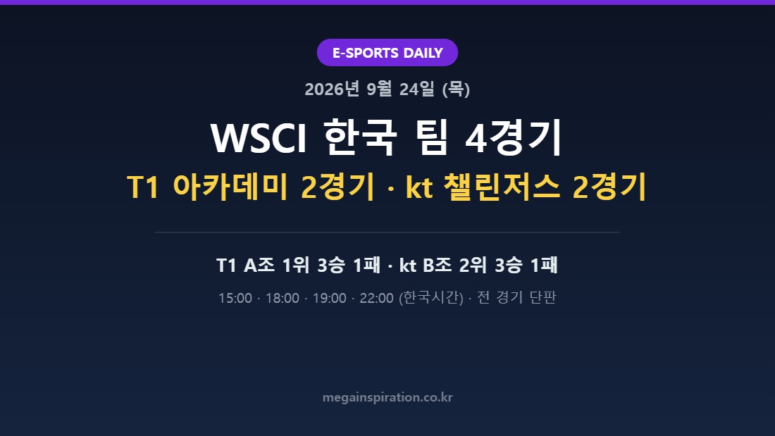 2026년 9월 24일 e스포츠 분석