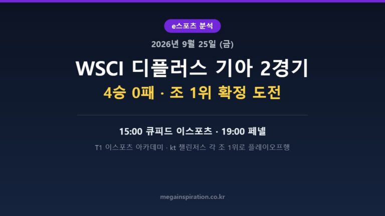 2026년 9월 25일 (금) e스포츠 분석