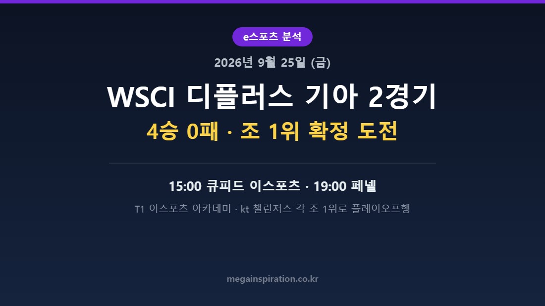 2026년 9월 25일 (금) e스포츠 분석