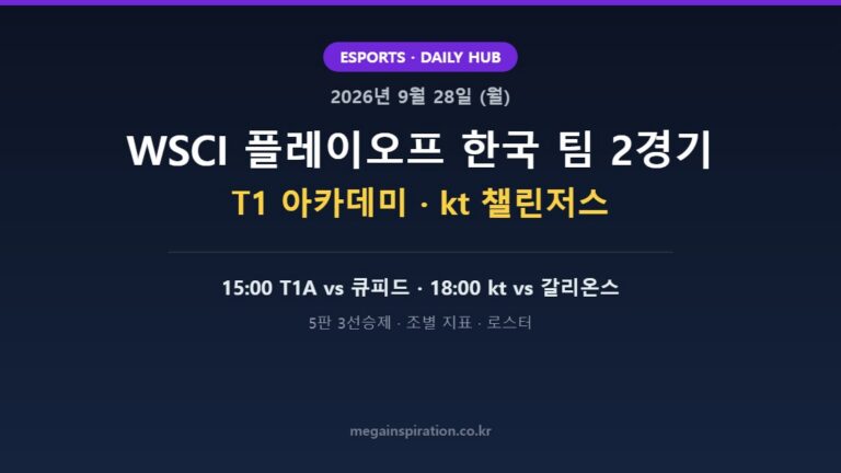 2026년 9월 28일 e스포츠 분석