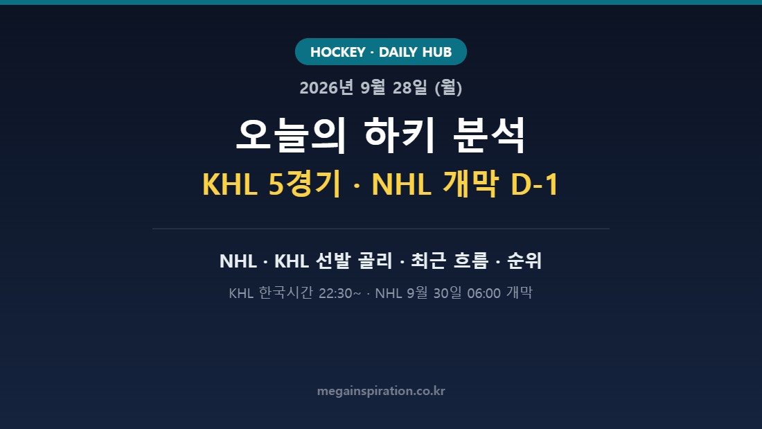 2026년 9월 28일 하키(NHL·KHL) 분석