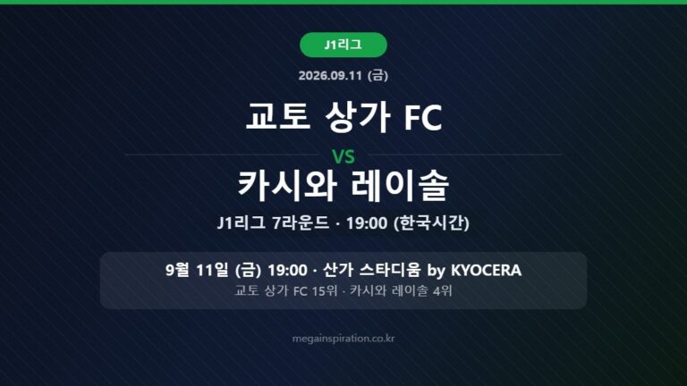 교토 상가 FC vs 카시와 레이솔 J리그 분석
