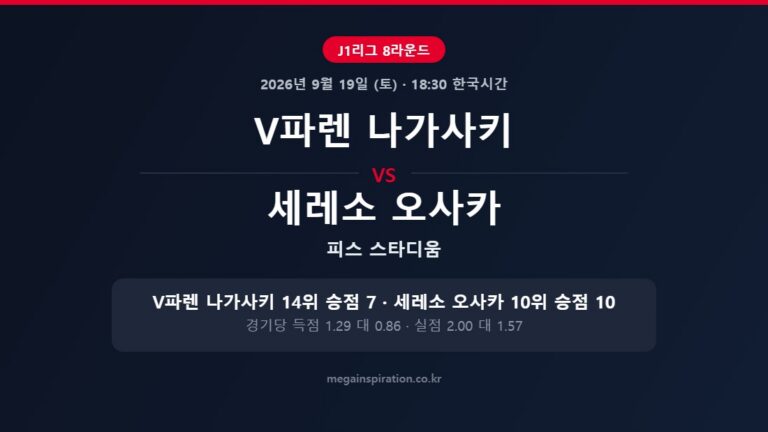 V파렌 나가사키 vs 세레소 오사카 J1리그 분석