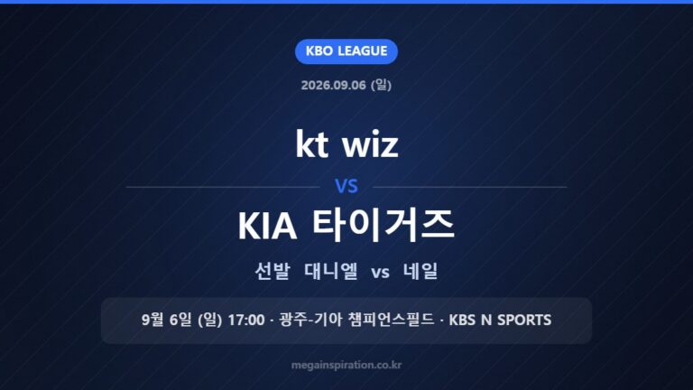 kt wiz vs KIA 타이거즈 선발 대니엘 vs 네일