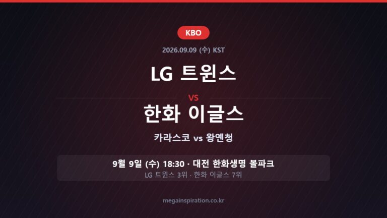 LG 트윈스 vs 한화 이글스 KBO 분석