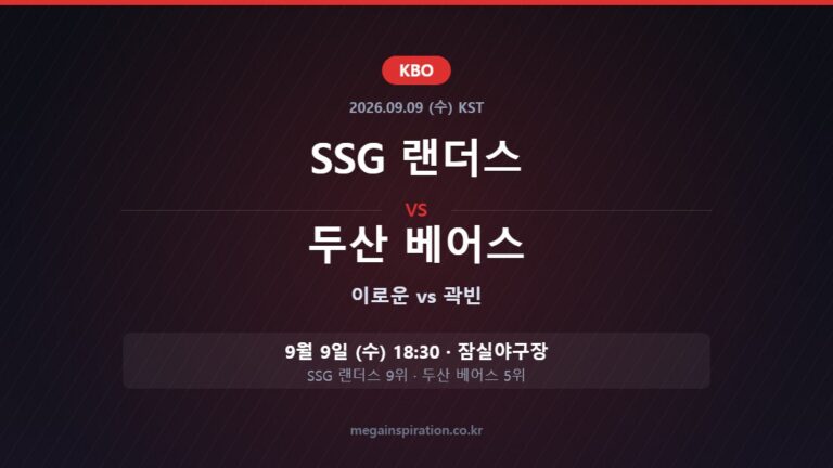 SSG 랜더스 vs 두산 베어스 KBO 분석