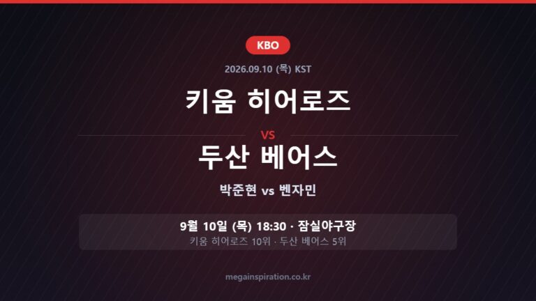 키움 히어로즈 vs 두산 베어스 KBO 분석