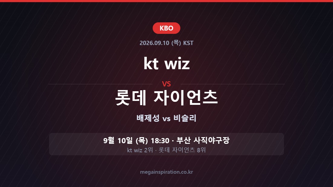 kt wiz vs 롯데 자이언츠 KBO 분석