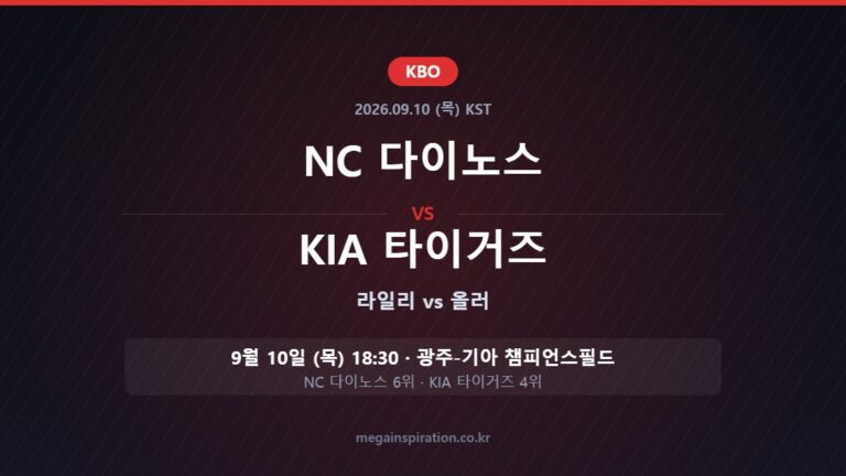 NC 다이노스 vs KIA 타이거즈 KBO 분석