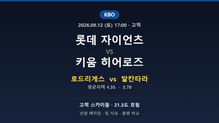 2026년 9월 12일 KBO 롯데 자이언츠 vs 키움 히어로즈 분석