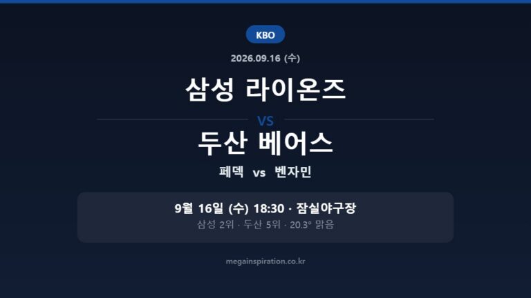 삼성 라이온즈 vs 두산 베어스 KBO 분석