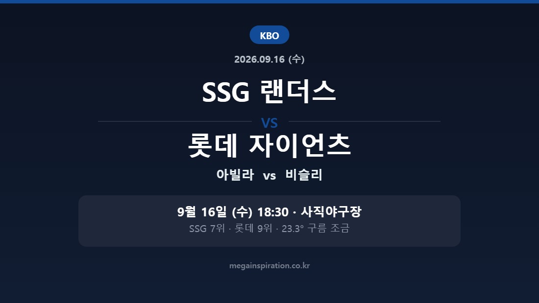 SSG 랜더스 vs 롯데 자이언츠 KBO 분석