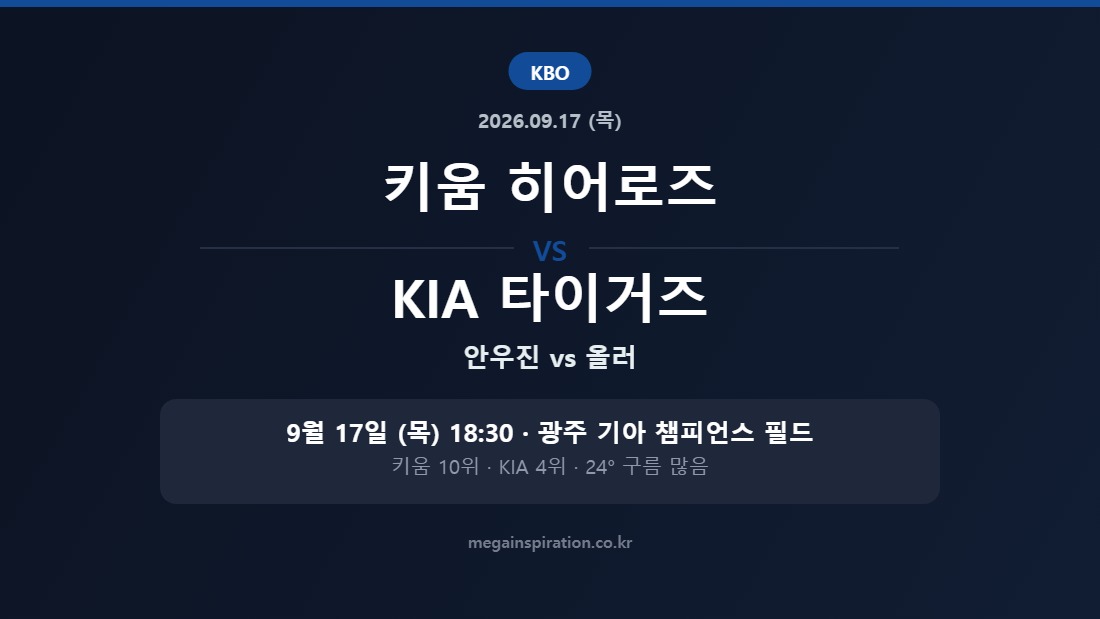 키움 히어로즈 vs KIA 타이거즈 KBO 분석