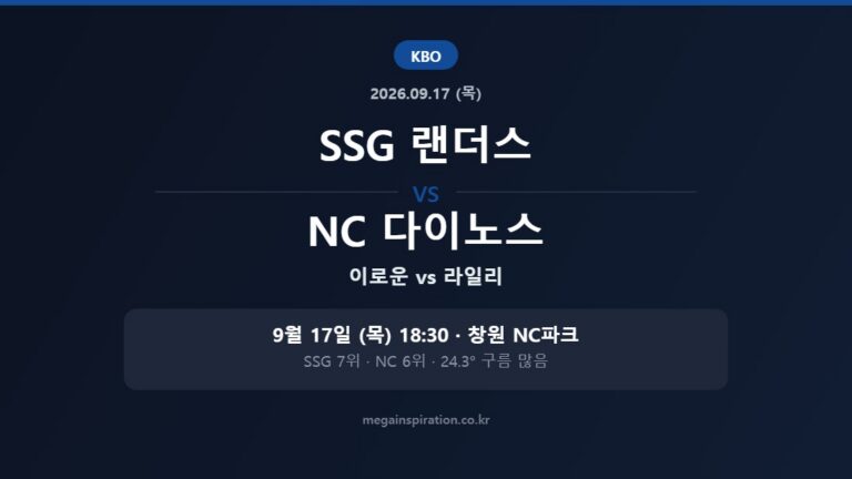 SSG 랜더스 vs NC 다이노스 KBO 분석