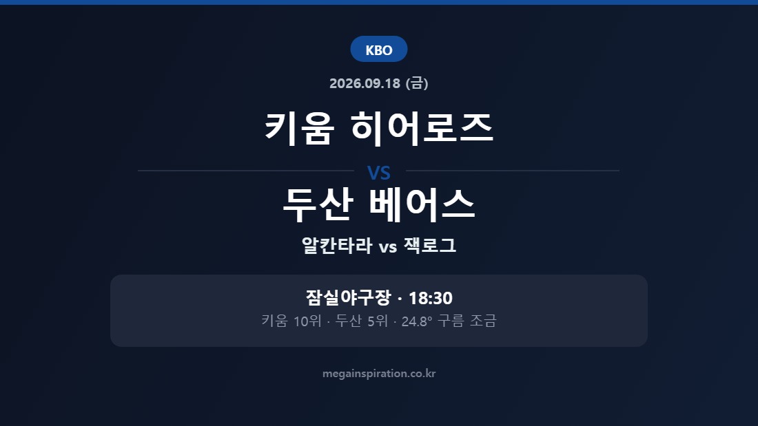 키움 히어로즈 vs 두산 베어스 KBO 분석
