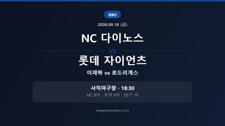 NC 다이노스 vs 롯데 자이언츠 KBO 분석