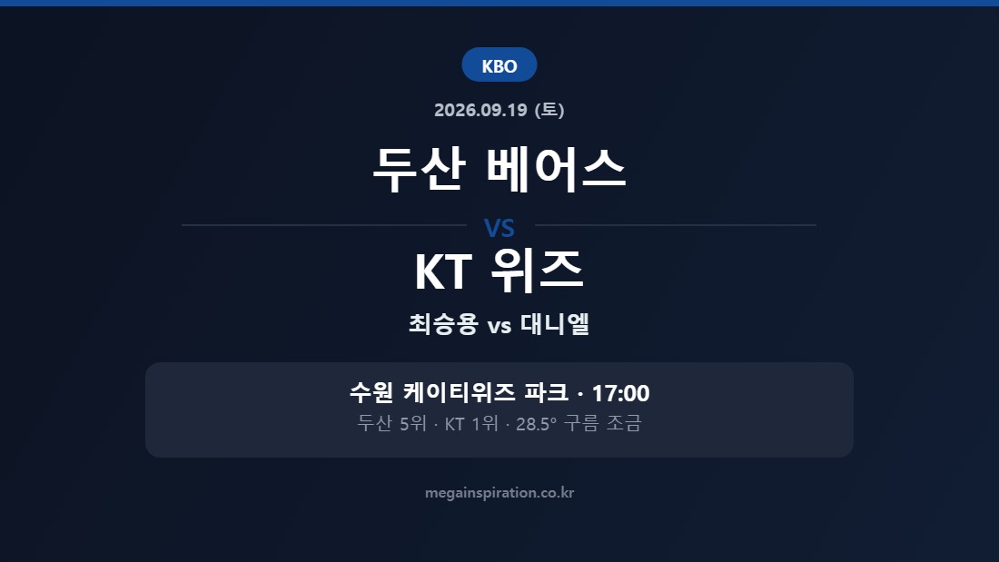두산 베어스 vs KT 위즈 KBO 분석
