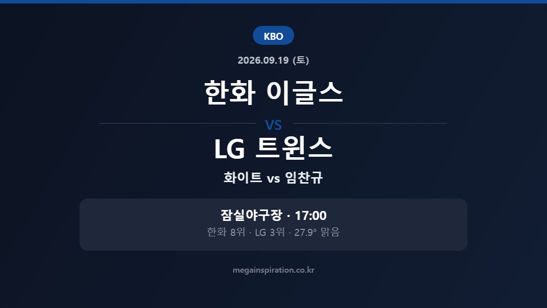한화 이글스 vs LG 트윈스 KBO 분석