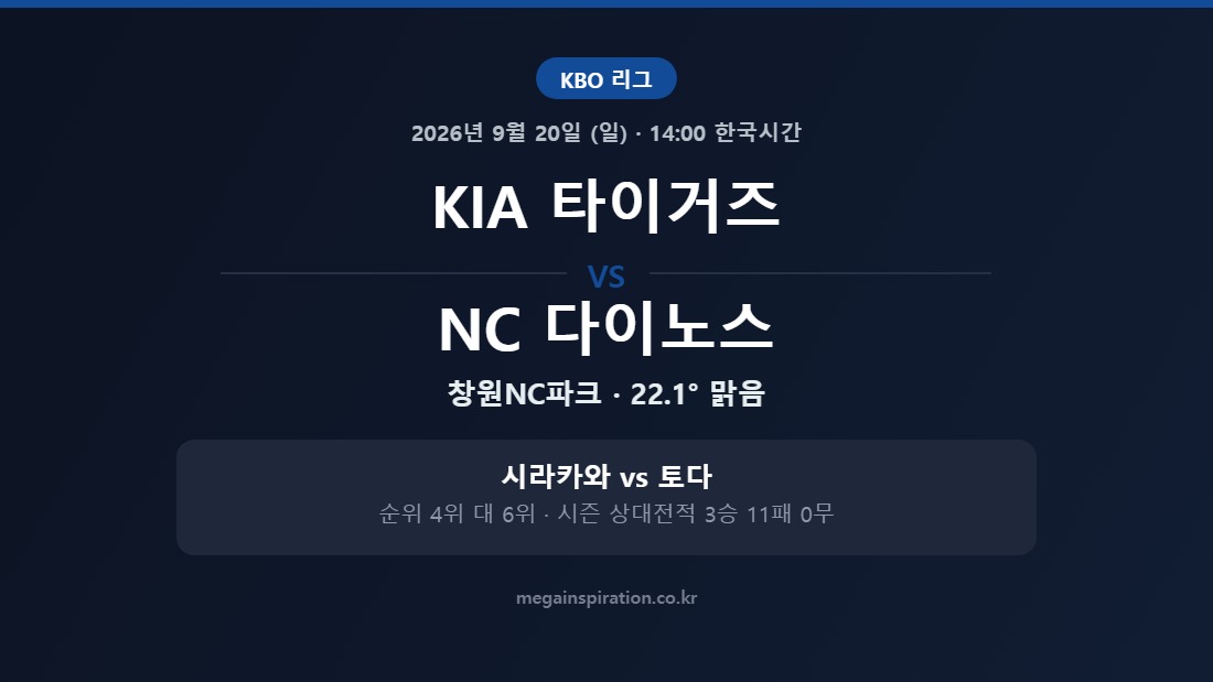 KIA 타이거즈 vs NC 다이노스 KBO 분석