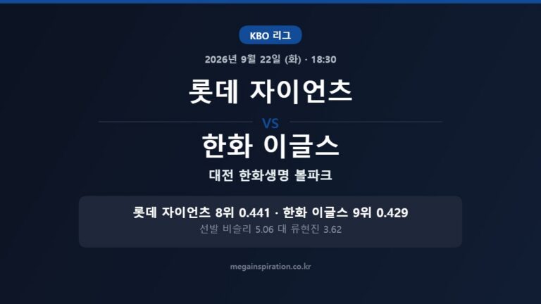롯데 자이언츠 vs 한화 이글스 KBO 분석