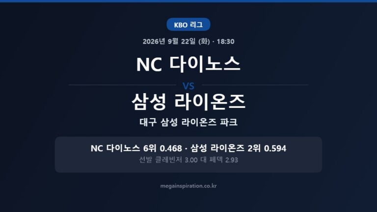 NC 다이노스 vs 삼성 라이온즈 KBO 분석