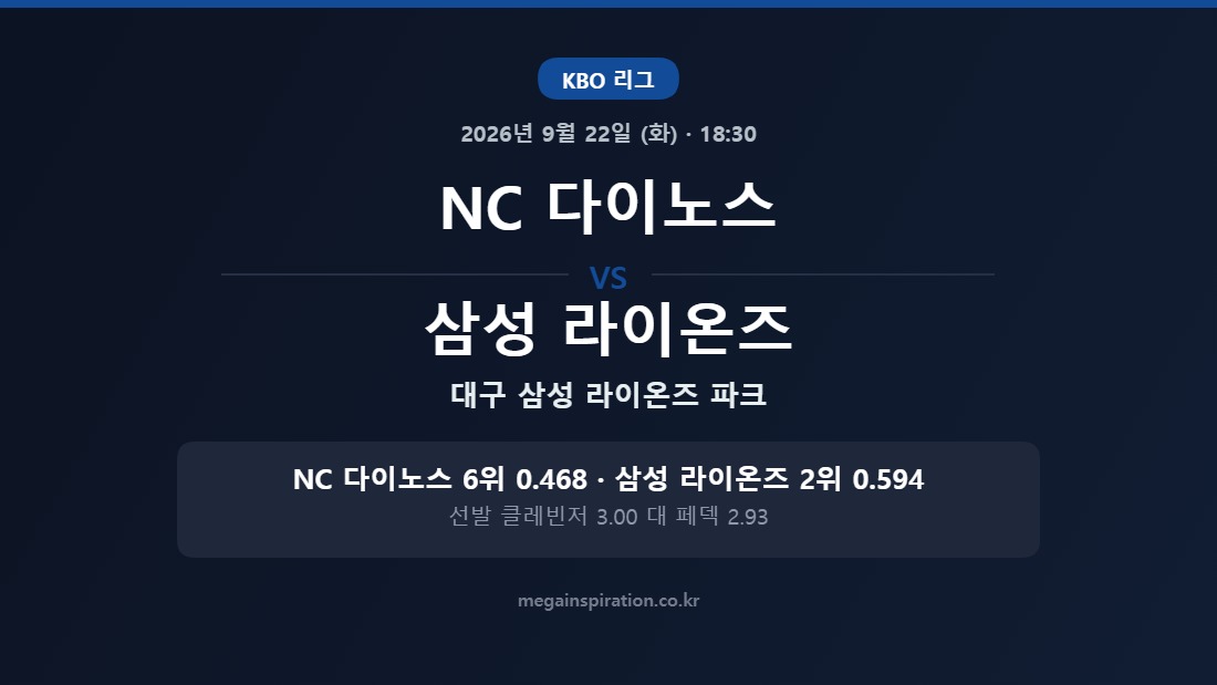 NC 다이노스 vs 삼성 라이온즈 KBO 분석