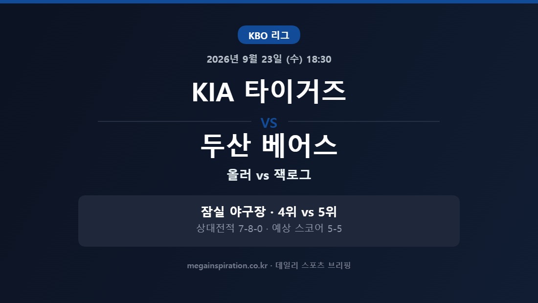 KIA 타이거즈 vs 두산 베어스 KBO 분석