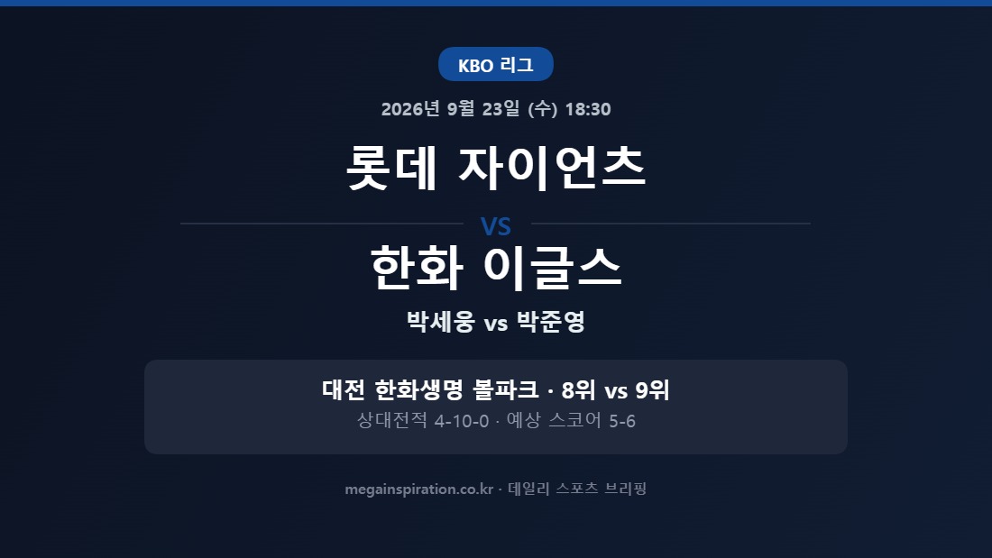 롯데 자이언츠 vs 한화 이글스 KBO 분석